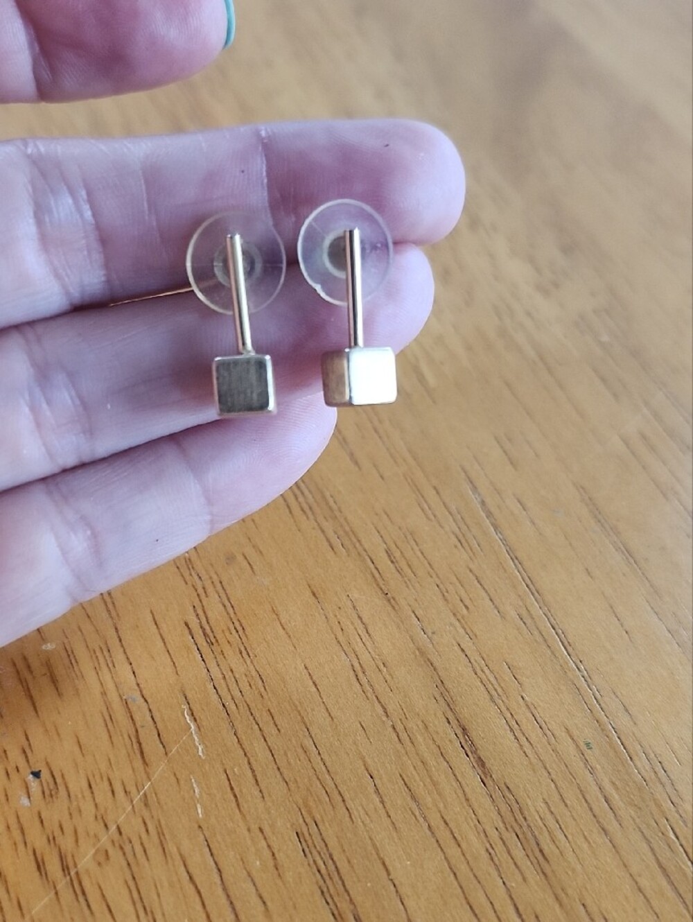 Minimal Square Stud Earring in Brushed Gold